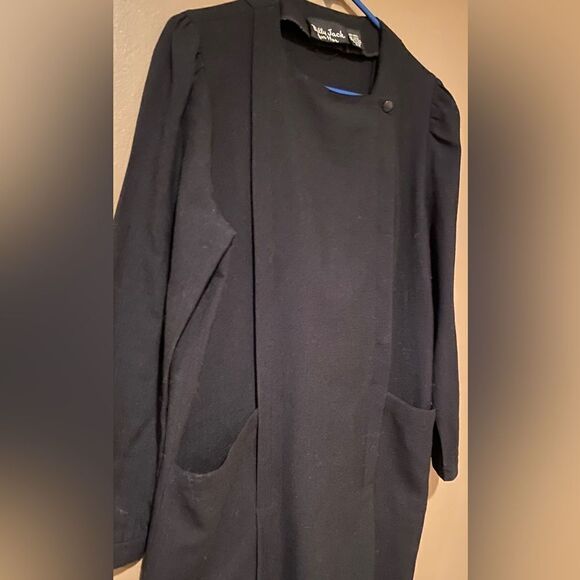 Billy Jack For Her Vintage 100% Wool Black Classy Shift Dress Size 9/10 - Picture 4 of 13